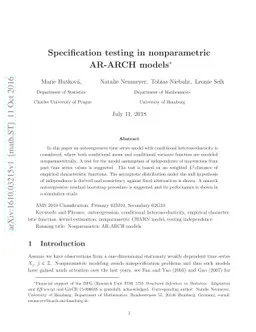 Specification testing in nonparametric AR-ARCH models