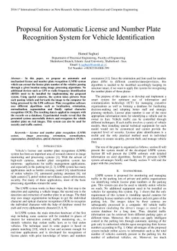 Proposal for Automatic License and Number Plate Recognition System for
  Vehicle Identification