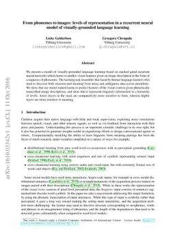 From phonemes to images: levels of representation in a recurrent neural
  model of visually-grounded language learning