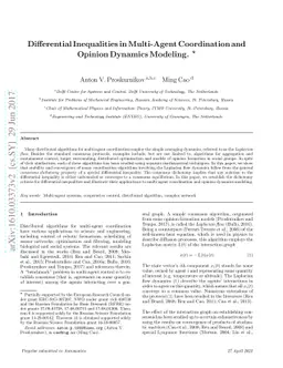 Differential Inequalities in Multi-Agent Coordination and Opinion
  Dynamics Modeling