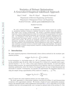 Statistics of Robust Optimization: A Generalized Empirical Likelihood
  Approach
