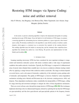 Restoring STM images via Sparse Coding: noise and artifact removal
