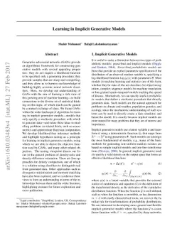 Learning in Implicit Generative Models