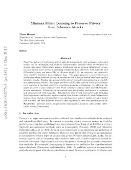 Minimax Filter: Learning to Preserve Privacy from Inference Attacks