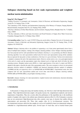 Subspace clustering based on low rank representation and weighted
  nuclear norm minimization