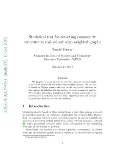 Statistical test for detecting community structure in real-valued
  edge-weighted graphs