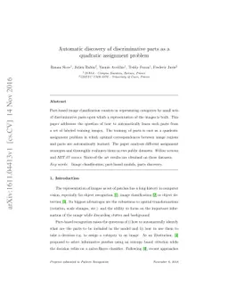 Automatic discovery of discriminative parts as a quadratic assignment
  problem