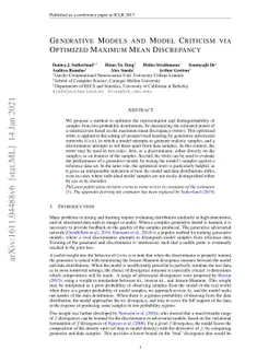 Generative Models and Model Criticism via Optimized Maximum Mean
  Discrepancy