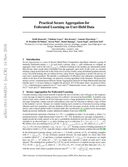 Practical Secure Aggregation for Federated Learning on User-Held Data