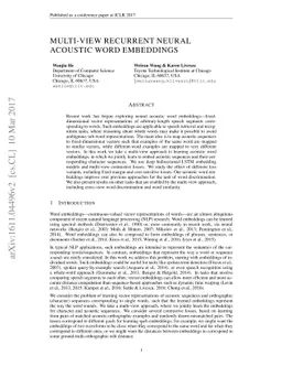 Multi-view Recurrent Neural Acoustic Word Embeddings