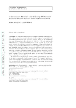 Zero-resource Machine Translation by Multimodal Encoder-decoder Network
  with Multimedia Pivot