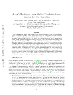 Google's Multilingual Neural Machine Translation System: Enabling
  Zero-Shot Translation