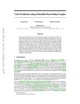 Link Prediction using Embedded Knowledge Graphs