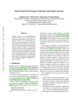 End-to-End Neural Sentence Ordering Using Pointer Network