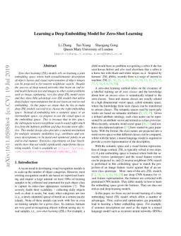 Learning a Deep Embedding Model for Zero-Shot Learning
