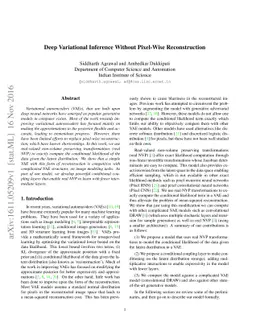 Deep Variational Inference Without Pixel-Wise Reconstruction