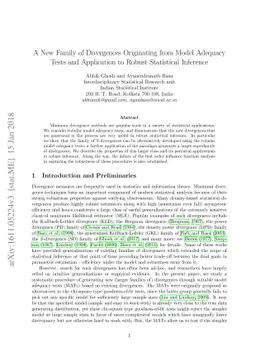 A New Family of Divergences Originating from Model Adequacy Tests and
  Application to Robust Statistical Inference