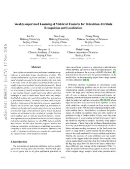 Weakly-supervised Learning of Mid-level Features for Pedestrian
  Attribute Recognition and Localization