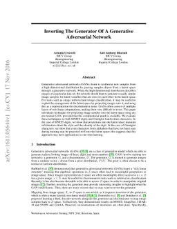 Inverting The Generator Of A Generative Adversarial Network