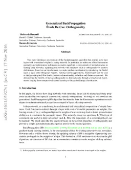 Generalized BackPropagation, Étude De Cas: Orthogonality