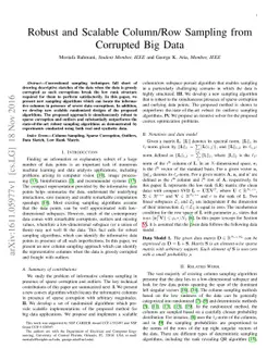 Robust and Scalable Column/Row Sampling from Corrupted Big Data