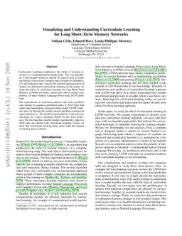 Visualizing and Understanding Curriculum Learning for Long Short-Term
  Memory Networks