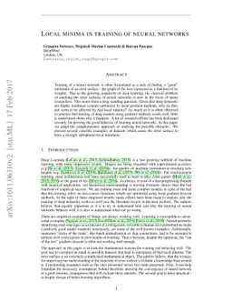 Local minima in training of neural networks