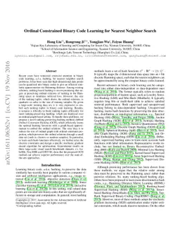 Ordinal Constrained Binary Code Learning for Nearest Neighbor Search