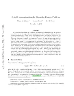 Scalable Approximations for Generalized Linear Problems