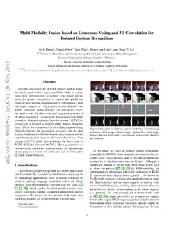 Multi-Modality Fusion based on Consensus-Voting and 3D Convolution for
  Isolated Gesture Recognition