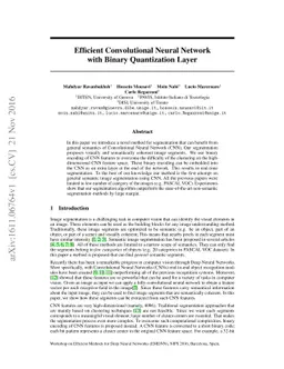 Efficient Convolutional Neural Network with Binary Quantization Layer