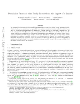 Population Protocols with Faulty Interactions: the Impact of a Leader