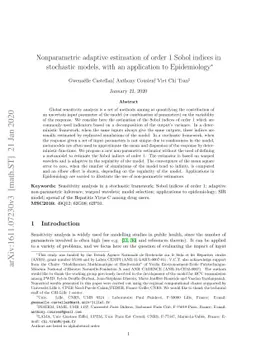 Nonparametric adaptive estimation of order 1 Sobol indices in stochastic
  models, with an application to Epidemiology