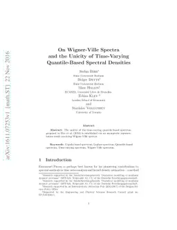 On Wigner-Ville Spectra and the Unicity of Time-Varying Quantile-Based
  Spectral Densities