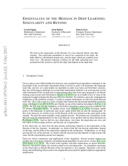 Eigenvalues of the Hessian in Deep Learning: Singularity and Beyond