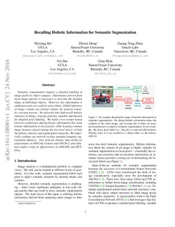 Recalling Holistic Information for Semantic Segmentation