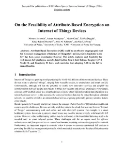 On the Feasibility of Attribute-Based Encryption on Internet of Things
  Devices