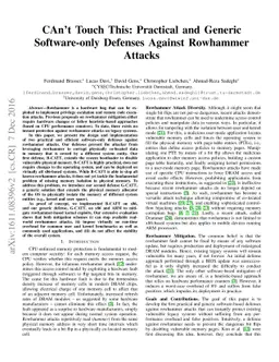 CAn't Touch This: Practical and Generic Software-only Defenses Against
  Rowhammer Attacks