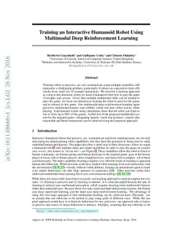 Training an Interactive Humanoid Robot Using Multimodal Deep
  Reinforcement Learning