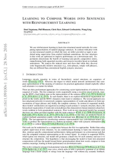 Learning to Compose Words into Sentences with Reinforcement Learning