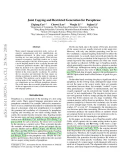 Joint Copying and Restricted Generation for Paraphrase