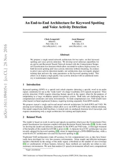 An End-to-End Architecture for Keyword Spotting and Voice Activity
  Detection