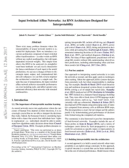 Input Switched Affine Networks: An RNN Architecture Designed for
  Interpretability