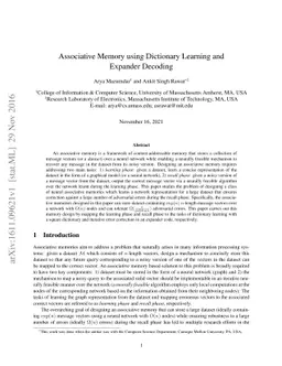 Associative Memory using Dictionary Learning and Expander Decoding
