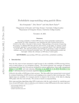 Probabilistic map-matching using particle filters