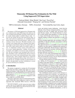 Monocular 3D Human Pose Estimation In The Wild Using Improved CNN
  Supervision