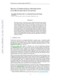 Neural Combinatorial Optimization with Reinforcement Learning