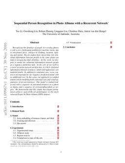 Sequential Person Recognition in Photo Albums with a Recurrent Network