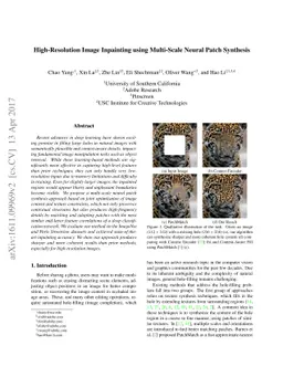 High-Resolution Image Inpainting using Multi-Scale Neural Patch
  Synthesis