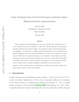 Lasso, fractional norm and structured sparse estimation using a Hadamard
  product parametrization
